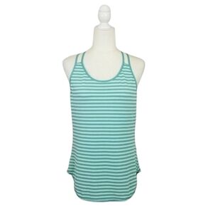 Calia by Carrie Underwood green striped waffle knit racerback tank top size M